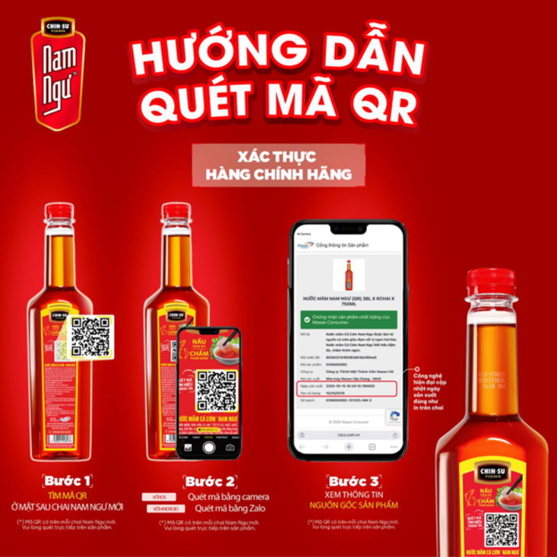 Hướng dẫn quét mã QR Code nước mắm Nam Ngư